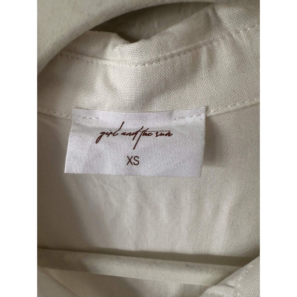 Girl & The Sun XS White Linen Blend Pleated Sleeve Mini Shirt Dress Quiet Luxury - Picture 4 of 8